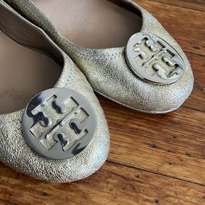 Tory Burch Gold & Silver Ballet Flats Size 10